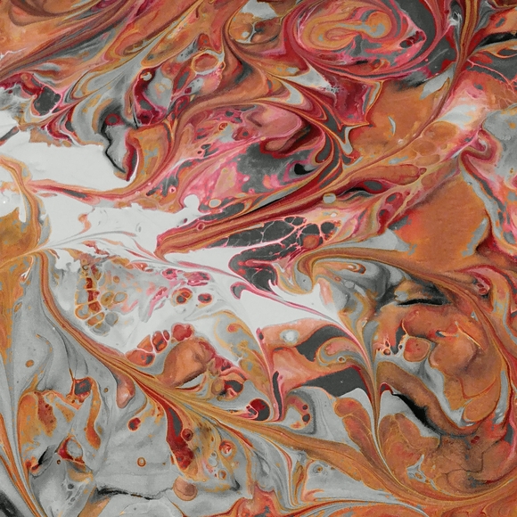 Original Acrylic Pour reds and gold's 8x10  on wrapped canvas - Picture 1 of 2